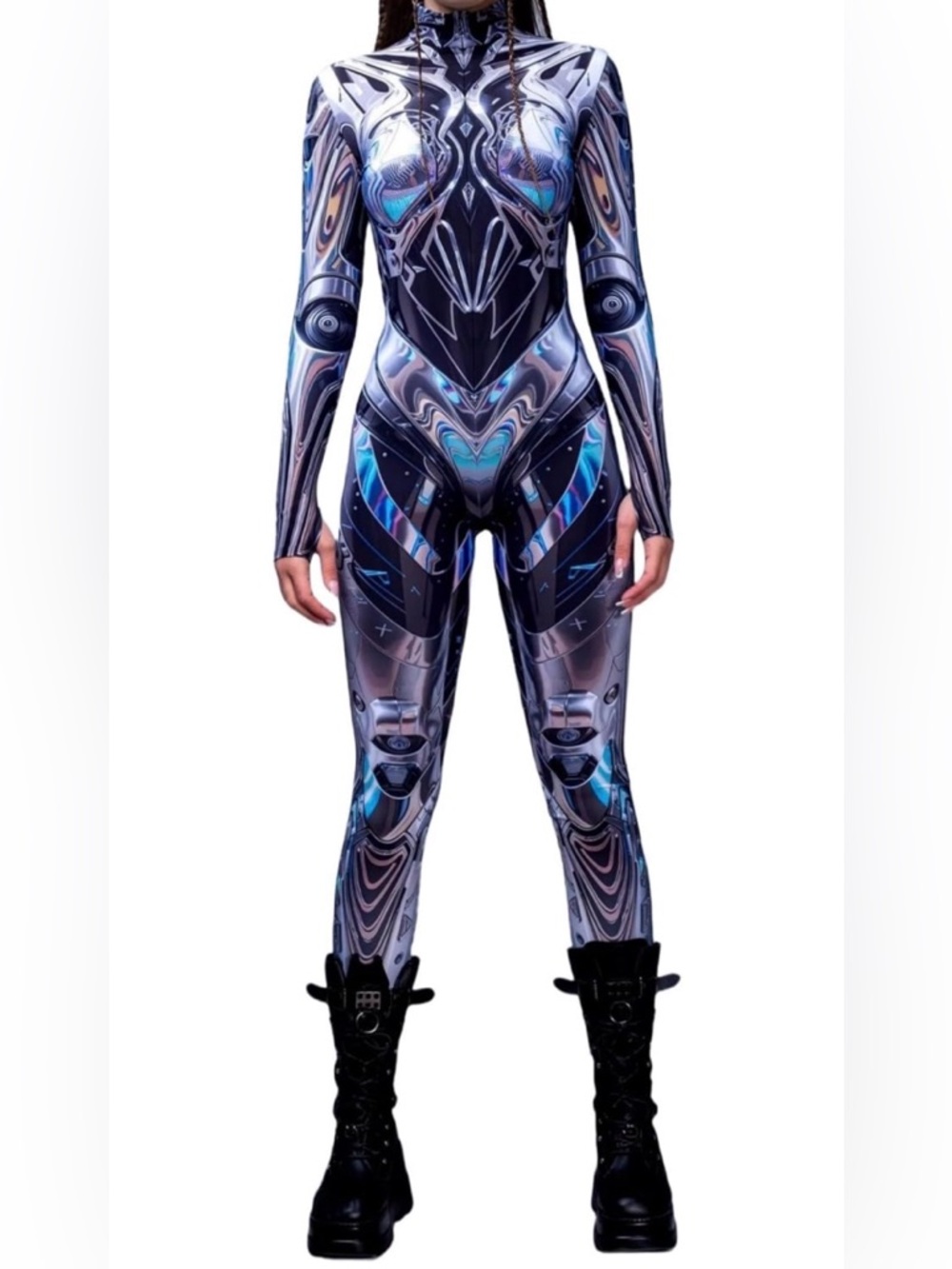 Cyberpunk Robot Bodysuit Women Futuristic Jumpsuit Cosplay M